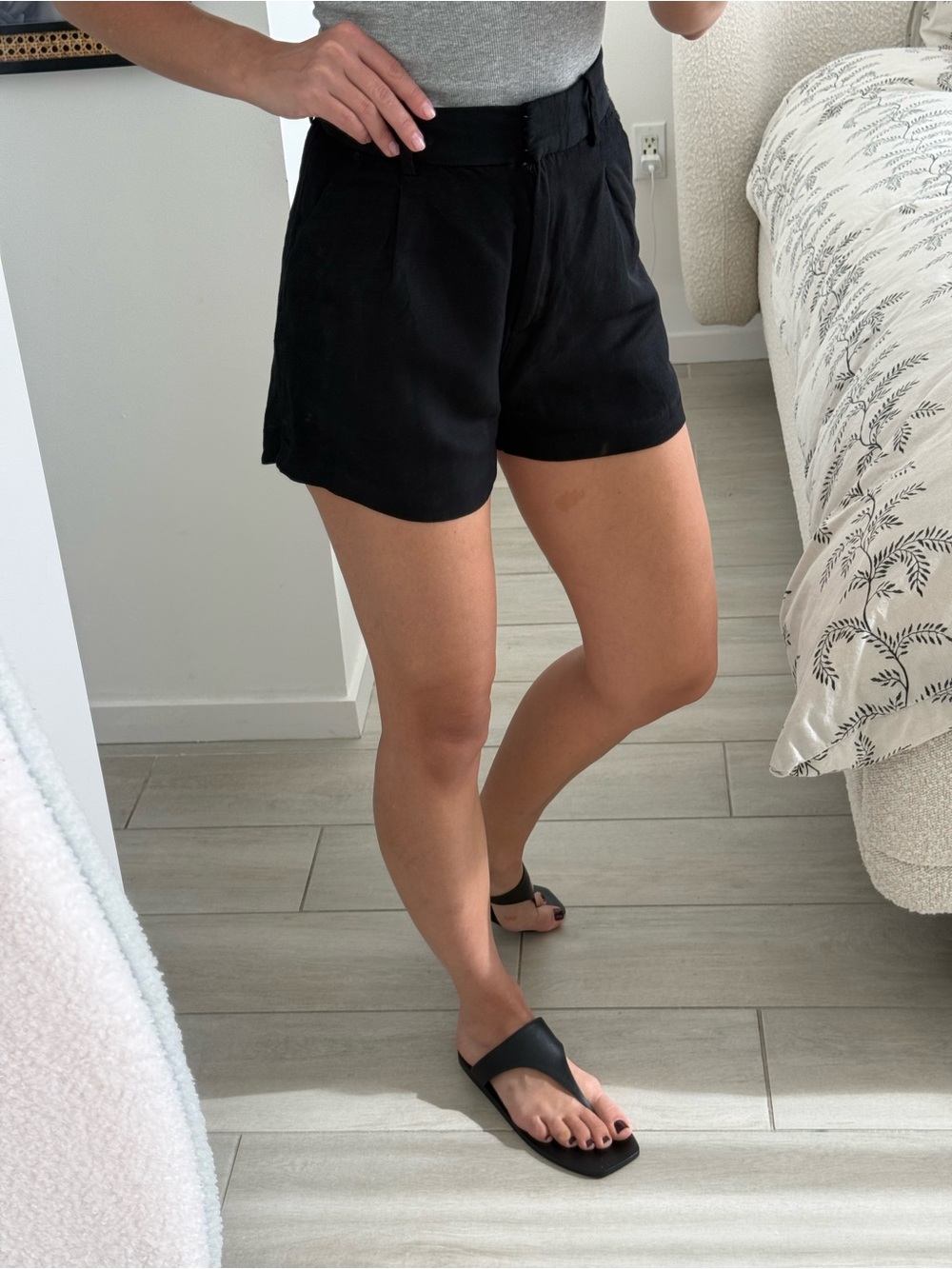 H&M Black High-Waist Tailored Shorts
